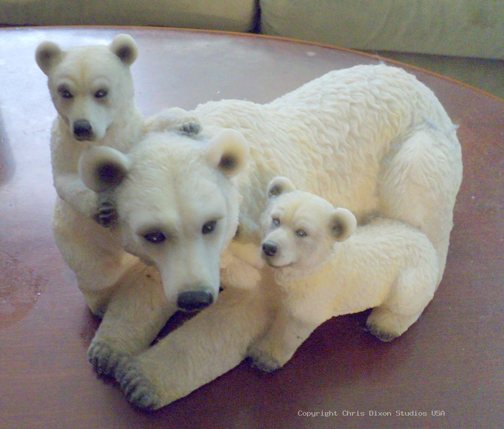 Polar Bear And Cubs 12x7x7