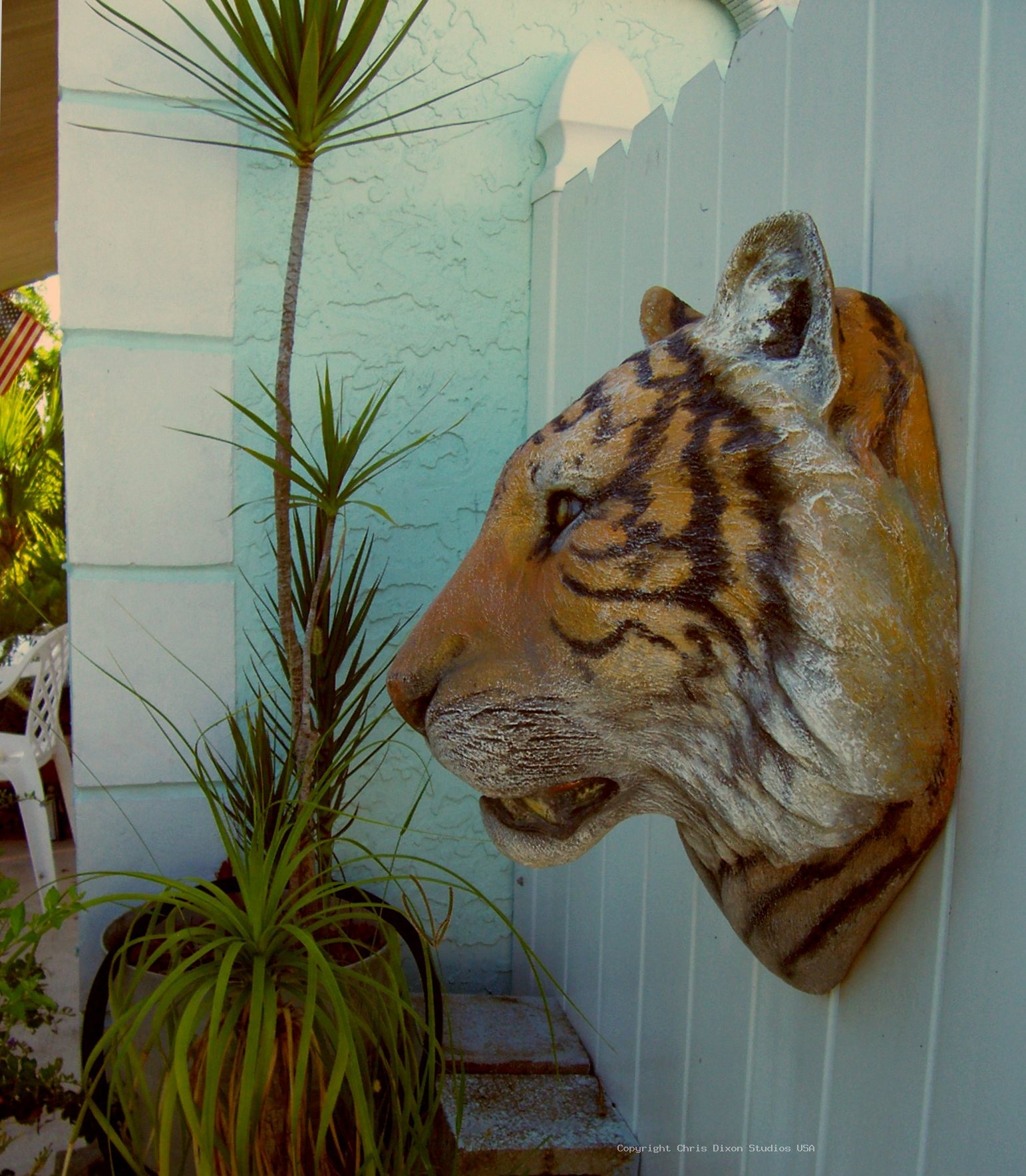 Tiger Head 21x17x14 Garden