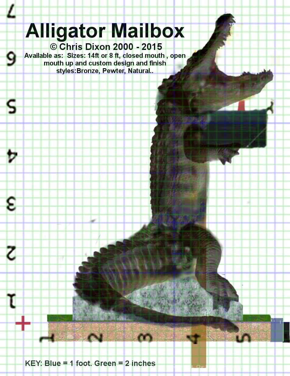 13ft Alligator STANDING MailBox