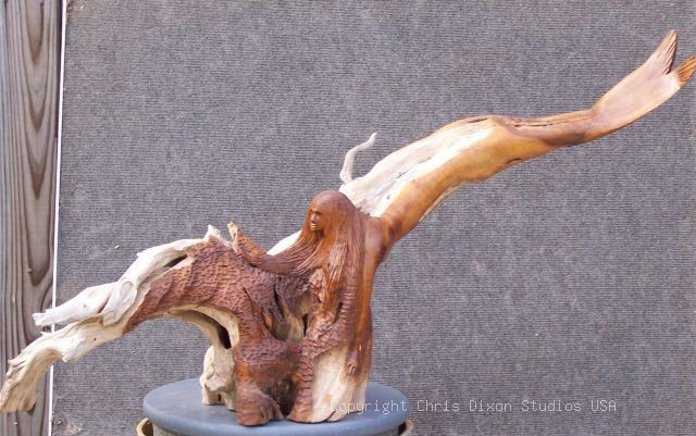 Mermaid Diving Woodcarving
