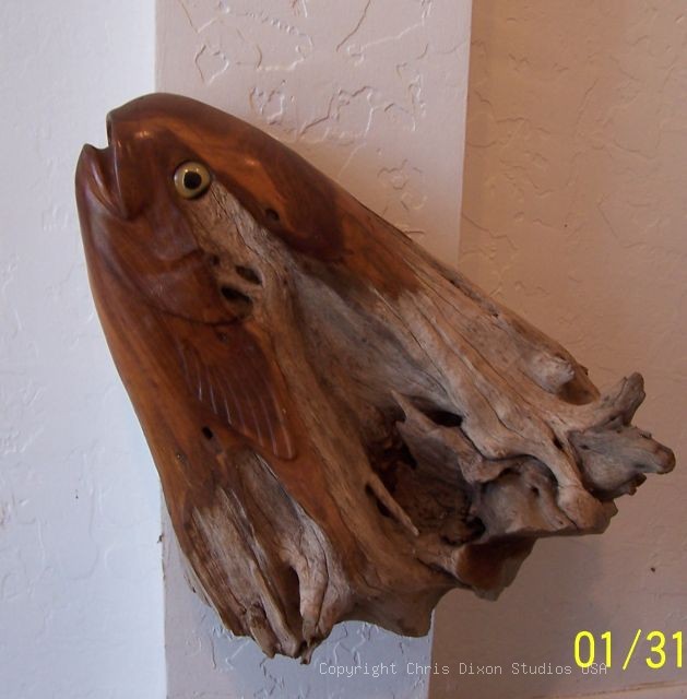 Permit Fishhead Woodcarving